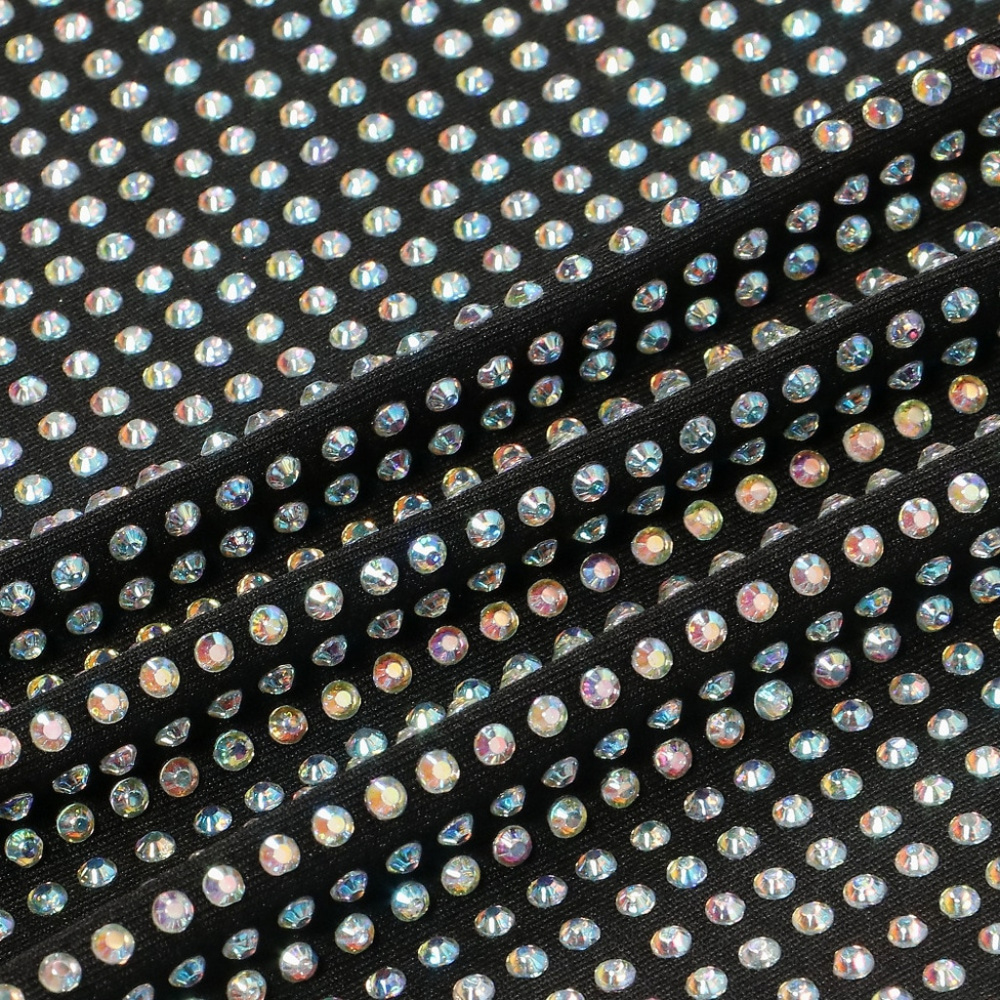 Iridescent Rhinestone Mini Crop Top Skirt Dress - Picture 7 of 8